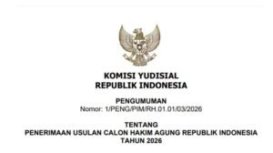 KY Buka Seleksi Hakim Agung 2026, Ini Syarat dan Mekanisme Pendaftarannya