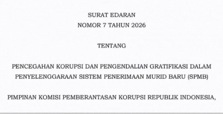 KPK Keluarkan Surat Edaran Pengendalian Gratifikasi untuk SPMB 2026