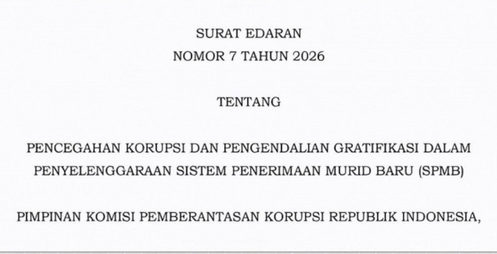 KPK Keluarkan Surat Edaran Pengendalian Gratifikasi untuk SPMB 2026