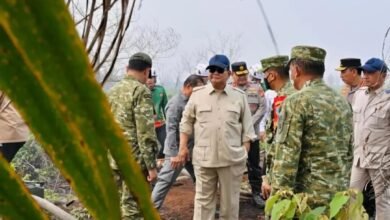 Menteri Sekretaris Negara (Mensesneg) Prasetyo Hadi dampingi Presiden Prabowo tinjau karhutla