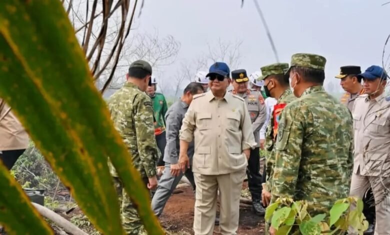 Menteri Sekretaris Negara (Mensesneg) Prasetyo Hadi dampingi Presiden Prabowo tinjau karhutla