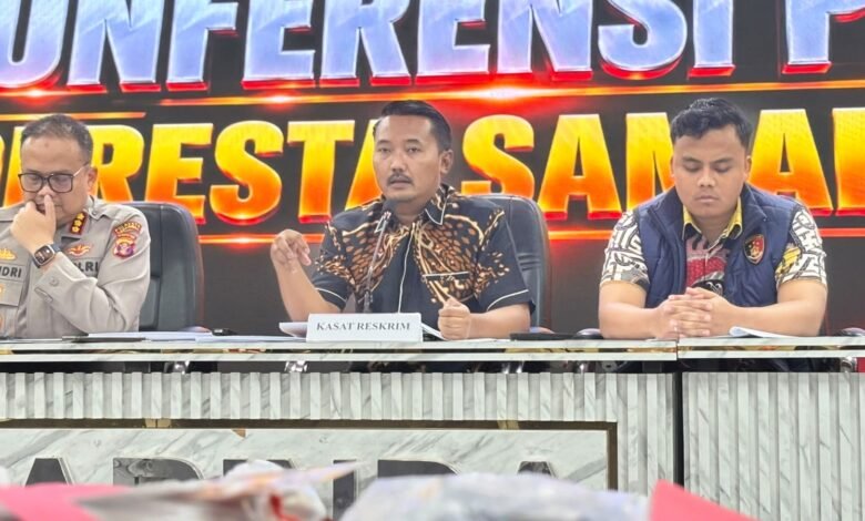 Polresta Samarinda saat melakukan konferensi pers yang digelar di Mako Polresta Samarinda, Jumat (9/10/2026).